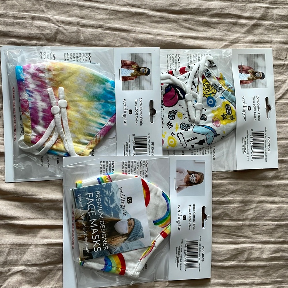NWT Childs cotton face masks x3